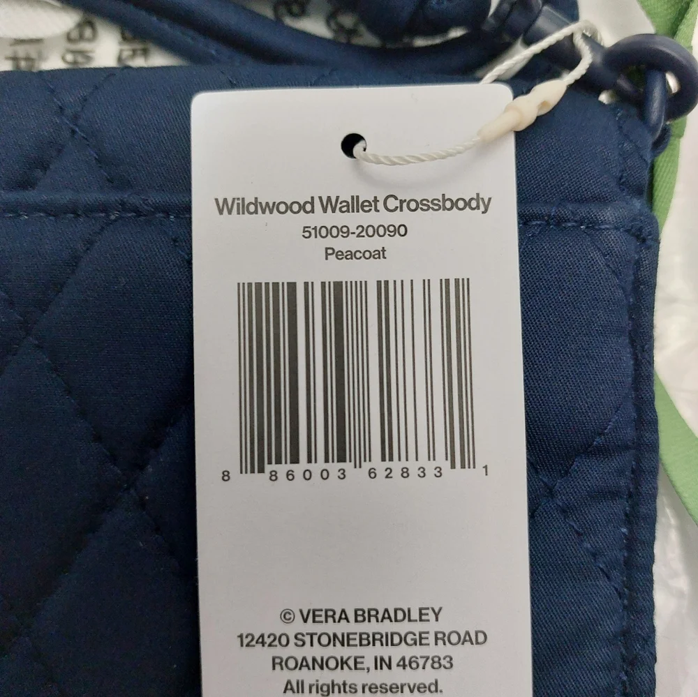 SALE Vera Bradley Wildwood Wallet Premium Cotton Peacoat Navy NWT - Picture 2 of 4
